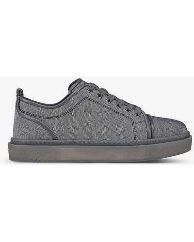 Christian Louboutin Adolon Junior Woven-blend And Suede Low-top Trainers - Grey
