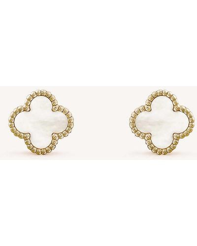 Van Cleef & Arpels Sweet Alhambra Gold And Mother-of-pearl Stud Earrings - Natural