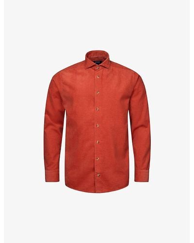 Eton Spread-collar Regular-fit Cotton-corduroy Shirt - Red