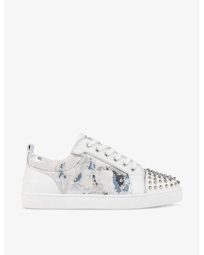 Christian Louboutin Louis Junior Orlato Studded Leather Low-top Sneakers - White