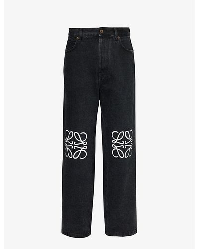 Loewe Anagram-embellished Straight-leg Jeans - Black