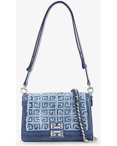 Givenchy Carry Frayed-panel Leather Shoulder Bag - Blue