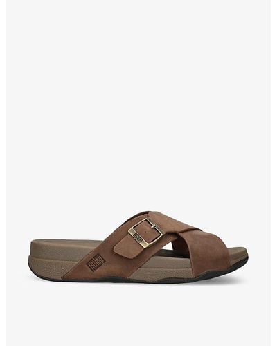 Fitflop Surfer Cross-strap Leather Sandals - Brown