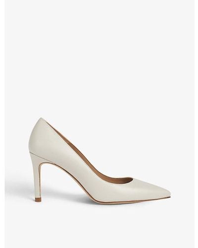 LK Bennett Floret Pointed-toe Leather Courts - White