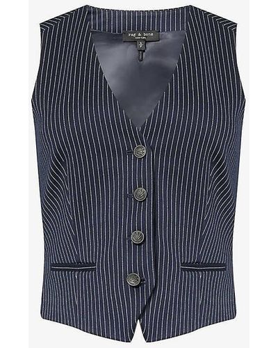 Rag & Bone Priya Pin-stripe Woven Waistcoat - Blue