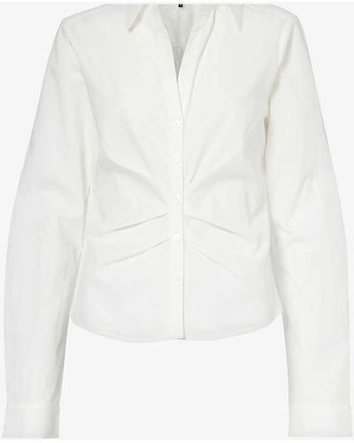 PAIGE Alera Pleated Regular-fit Cotton Shirt - White