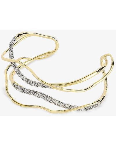 Alexis Solanales 14ct Yellow Gold-plated Brass And Crystal Cuff Bracelet - White
