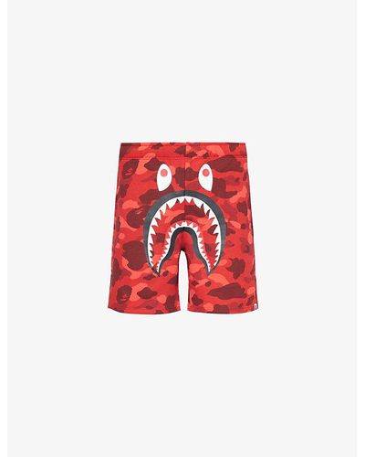 A Bathing Ape Shark Cotton-jersey Shorts - Red