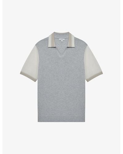 Reiss Kingsford Striped Woven-blend T-shirt X - Gray