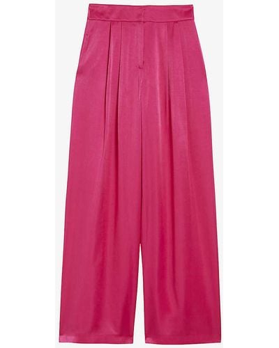 Ted Baker Teerut Wide-leg High-rise Satin Trousers - Pink