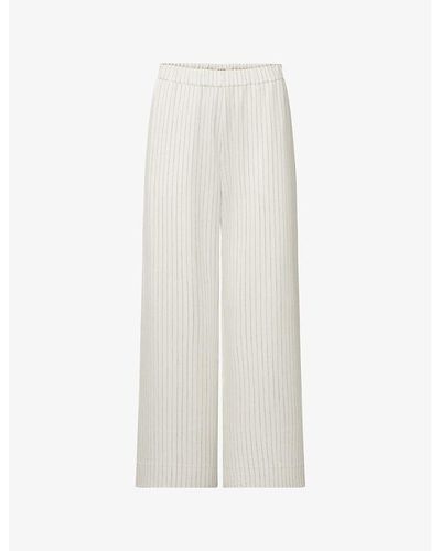 Nué Notes Jefferson Striped Elasticated-waist Wide-leg Stretch-woven Trousers - White