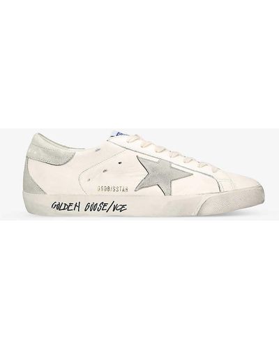 Golden Goose Super Star Star-embroidered Leather Low-top Trainers - Natural