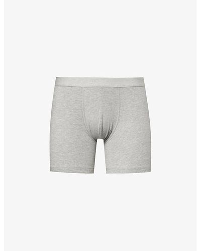 Sunspel Elasticated-waistband Stretch-cotton Trunks - Grey