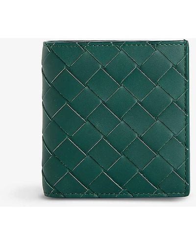 Bottega Veneta Intrecciato Leather Bifold Wallet - Green