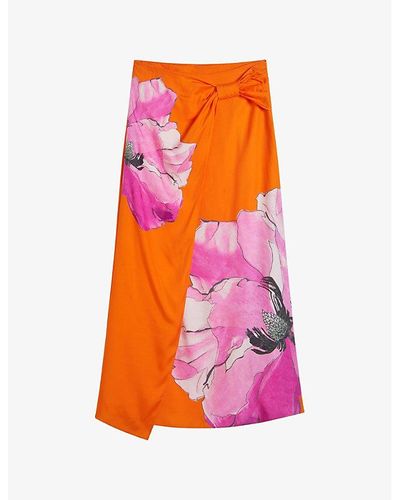 Ted Baker Bethhie Floral-print Woven Maxi Skirt - Pink