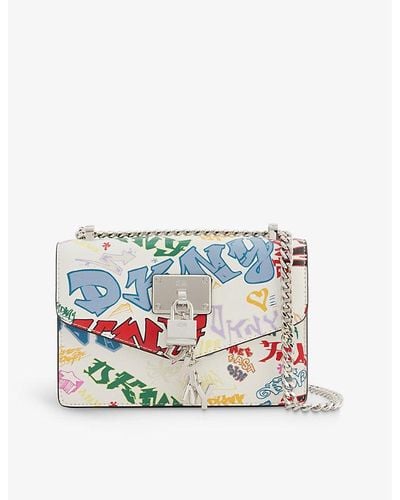 DKNY Elissa Small Printed Faux-leather Shoulder Bag - Blue