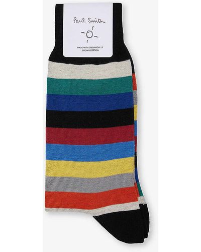 Paul Smith Striped Cotton-blend Socks - Black