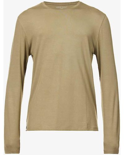Derek Rose Basel Long-sleeved Stretch-jersey T-shirt - Natural