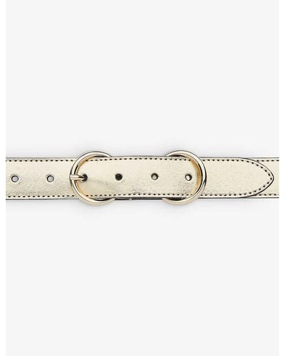 Whistles Double-ring Buckle-fastened Metallic-leather Belt - Natural