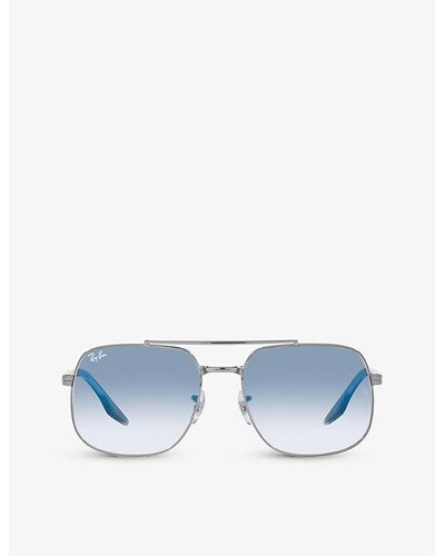 Ray-Ban Rb3699 Polarised Polished-metal Sunglasses - Blue
