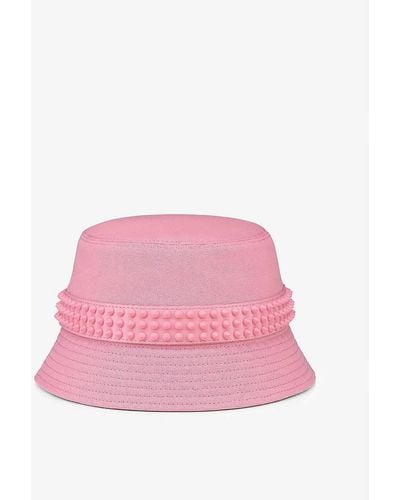 Christian Louboutin Bobino Spike-embellished Canvas Bucket Hat - Pink