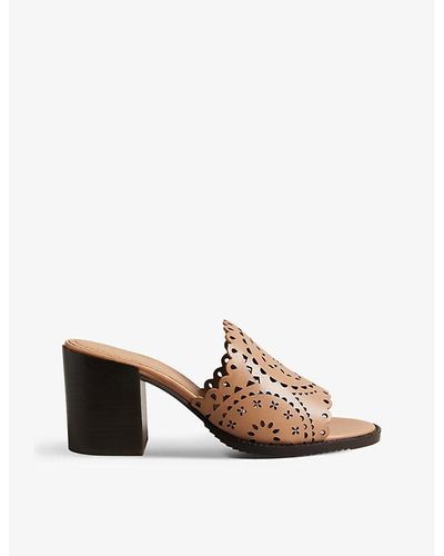 Ted Baker Beebah Laser-cut Block-heel Leather Mules - Multicolor