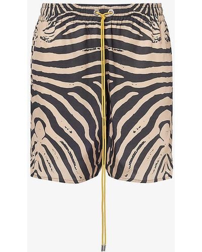 Rhude Zebra Stripe-pattern Silk Shorts - White