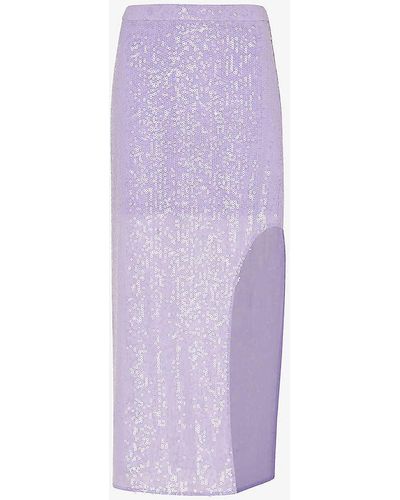 Whistles Lio Split-hem Sequin-embellished Midi Skirt - Purple