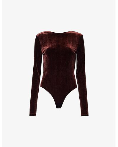 Agolde Corrin Long-sleeved Velvet Bodysuit - Multicolor