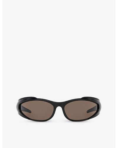 Balenciaga Bb0253s Wraparound-frame Acetate Sunglasses - Black