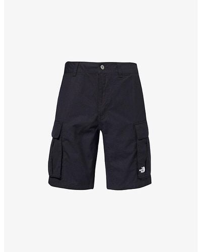 The North Face Anticline Brand-embroidered Cotton Cargo Shorts - Blue