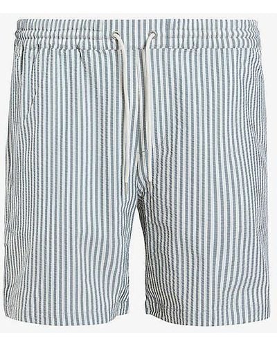 AllSaints Warden Elasticated-waist Striped Woven Swim Shorts - Blue