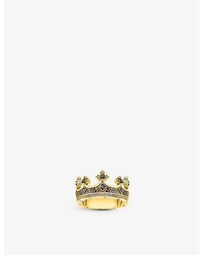 Thomas Sabo Rebel Kingdom Crown Sterling Silver And Zirconia Ring - Black