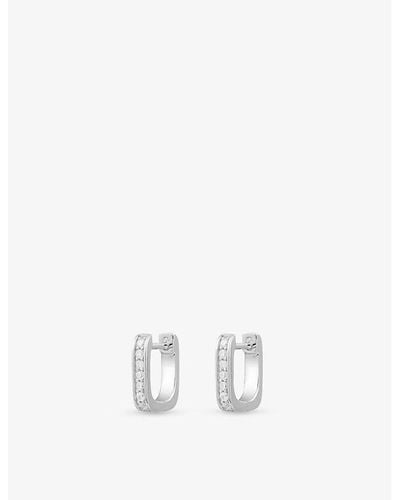 Apm Monaco Sterling- And White-zirconia Mini Rectangle Earrings