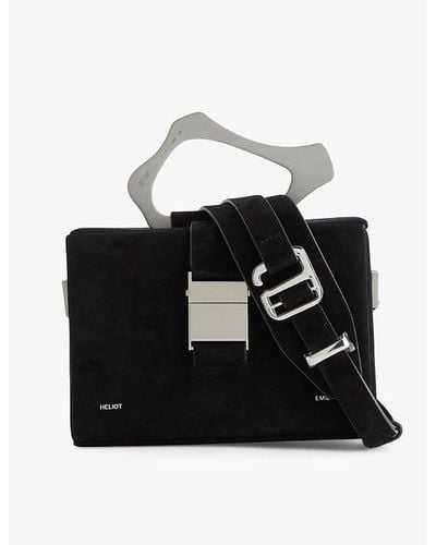 HELIOT EMIL Foiled-branding Structured Suede Top-handle Bag - Black