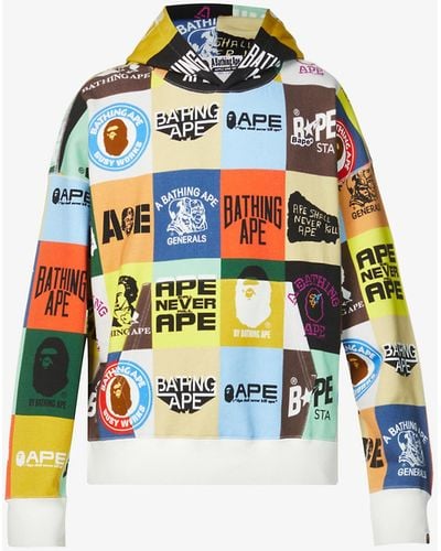 A Bathing Ape Patchwork Logo-print Cotton-jersey Sweatshirt - Multicolor