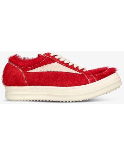 Rick Owens Vintage Brushed Pony-hair Low-top Trainers 7. - Red