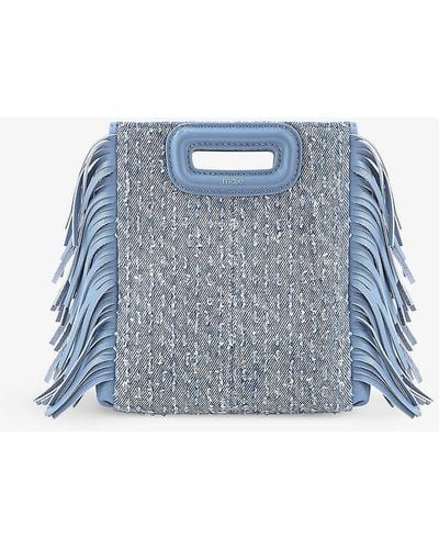 Maje Mini M Tassel-embellished Denim Cross-body Bag - Blue