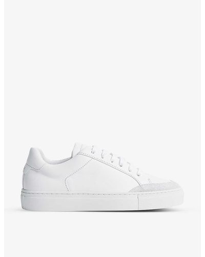 Reiss Ashley Suede-panel Low-top Leather Trainers - White