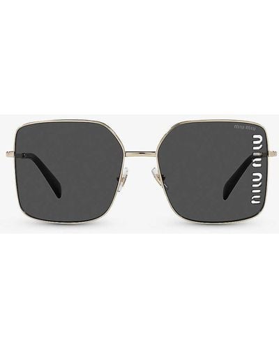 Miu Miu Mu51ys Square-frame Metal Sunglasses - Grey