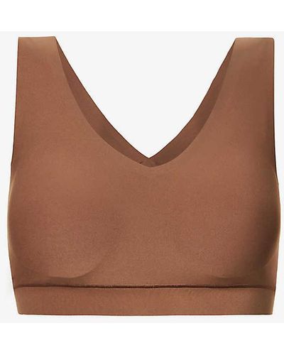 Chantelle Soft Stretch V-neck Stretch-woven Top - Brown