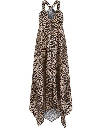 AllSaints Lil Leopard-print Sleeveless Cotton Maxi Dress - Brown