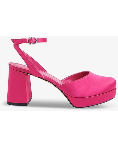Whistles Estella Platform-sole Heeled Satin Sandals - Pink