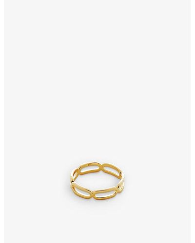 Monica Vinader Paperclip Recycled 18ct -plated Vermeil Sterling-silver Stacking Ring - Metallic
