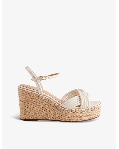 Ted Baker Amaalia Cross-strap Leather-blend Espadrille Wedges - White