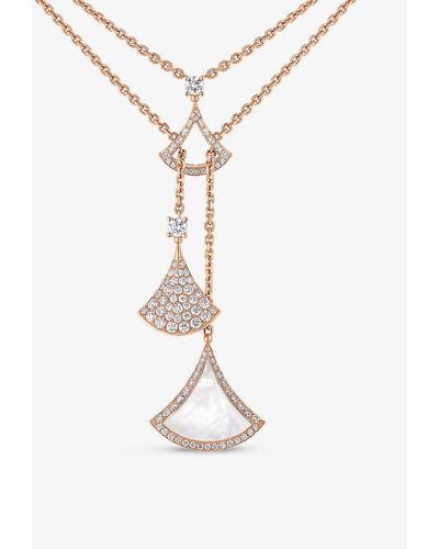 BVLGARI Divas' Dream 18k Rose Gold, Mother-of-pearl, & Diamond Double-chain Necklace - White