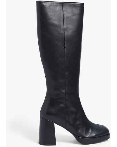 Musier Paris Knee-length Block-heel Leather Boots - Black