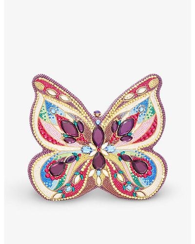 Judith Leiber Butterfly Medley Crystal-embellished Gold-tone Metal Clutch Bag - Multicolour