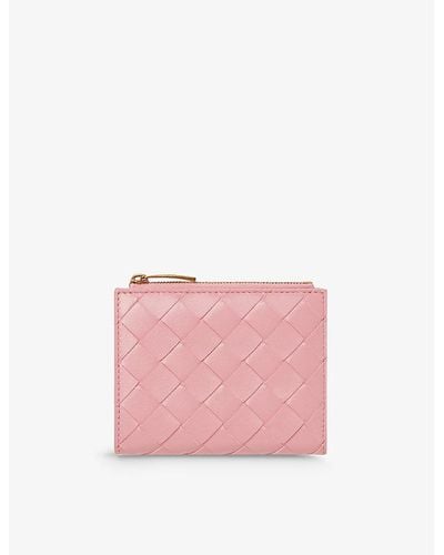 Bottega Veneta Intrecciato Small Leather Bifold Wallet - Pink