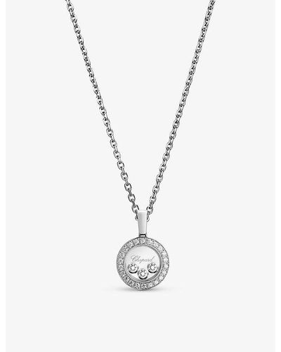 Chopard Happy Diamonds Icons 18ct White-gold And 0.35ct Diamond Necklace - Metallic